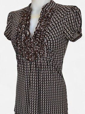 Vintage y2k brown Heart Soul geometric ruffle top.